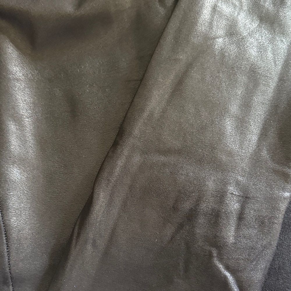 SPANX Black Faix-Leather Leggings with Red Brand Tag - Picture 3 of 3